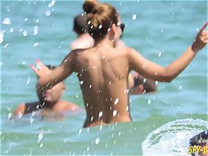 super-hot Amateurs bare-chested voyeur Beach - splendid huge funbags babes